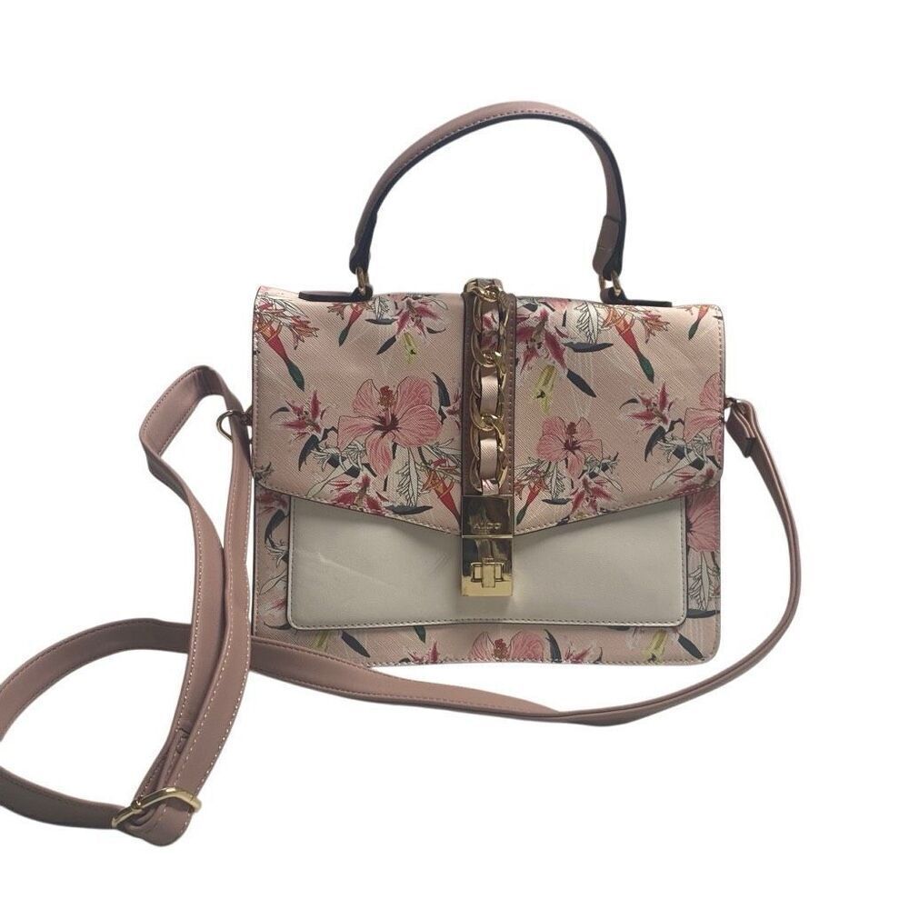 ALDO Glendaa Pink Floral  Top Handle Shoulder Crossbody Tote Bag 9X4X9 SEE DESCR